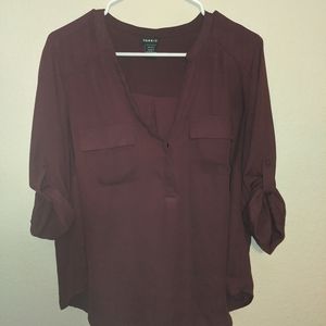 Plus size roll tab sleeve top